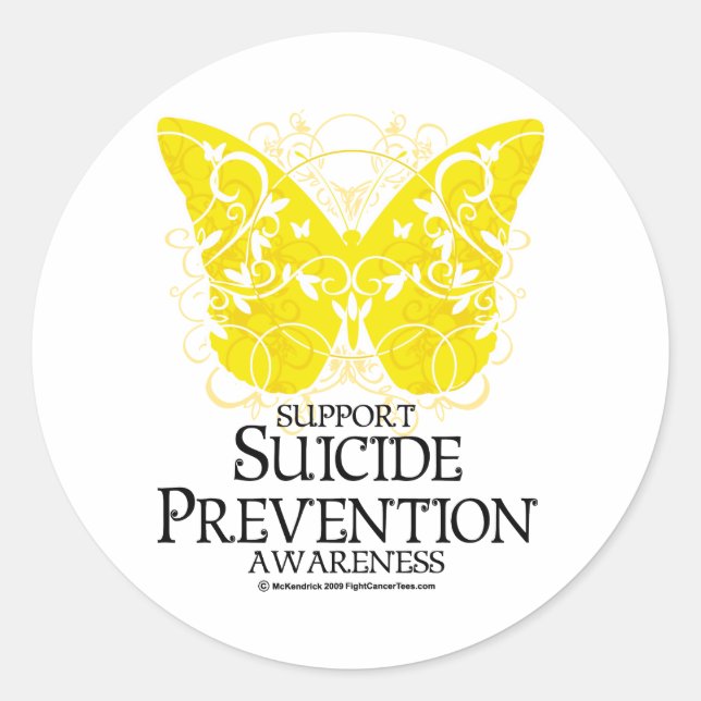 Sticker Rond Papillon de prévention du suicide (Devant)