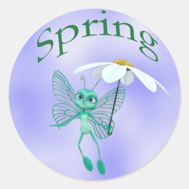 Sticker Rond Papillon de printemps (Devant)