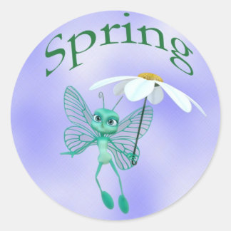 Sticker Rond Papillon de printemps