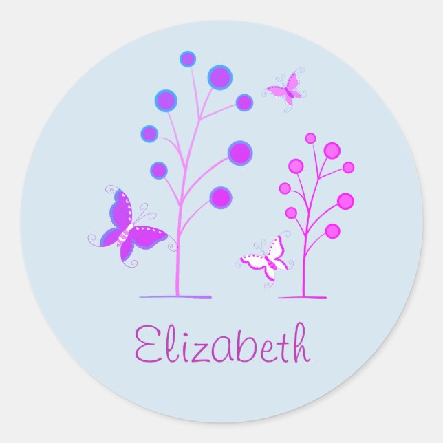 Sticker Rond Papillon de printemps (Devant)