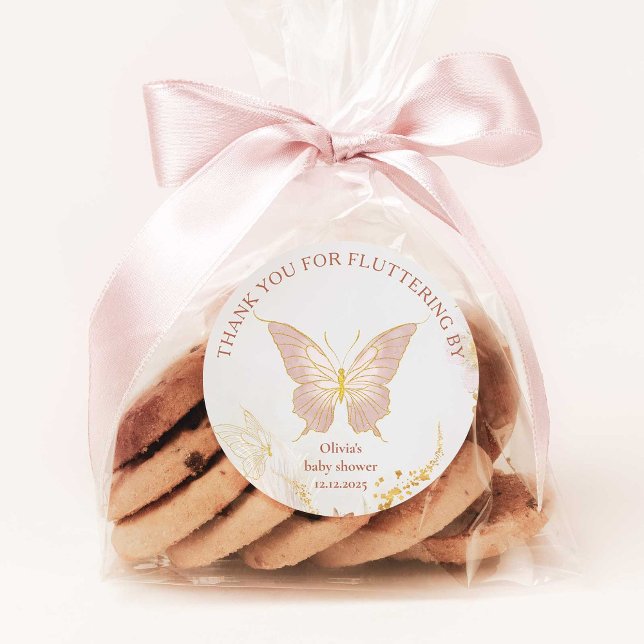 Sticker Rond Papillon de remerciement boho or pour avoir vole a (Créateur téléchargé)