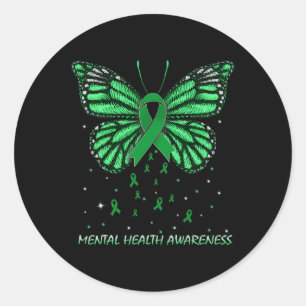 Sticker Rond Papillon de sensibilisation à la santé mentale