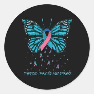 Sticker Rond Papillon de sensibilisation au cancer