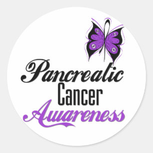 Sticker Rond Papillon de sensibilisation au cancer pancréatiqu