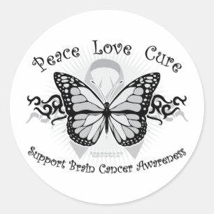 Sticker Rond Papillon de tribal de cancer du cerveau