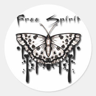 Sticker Rond Papillon d'esprit libre