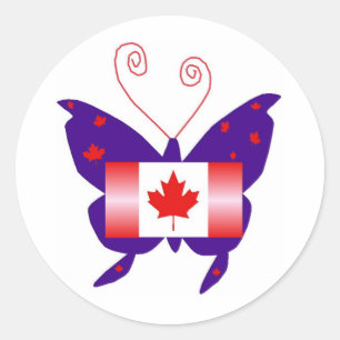 Sticker Rond Papillon Diva canadien