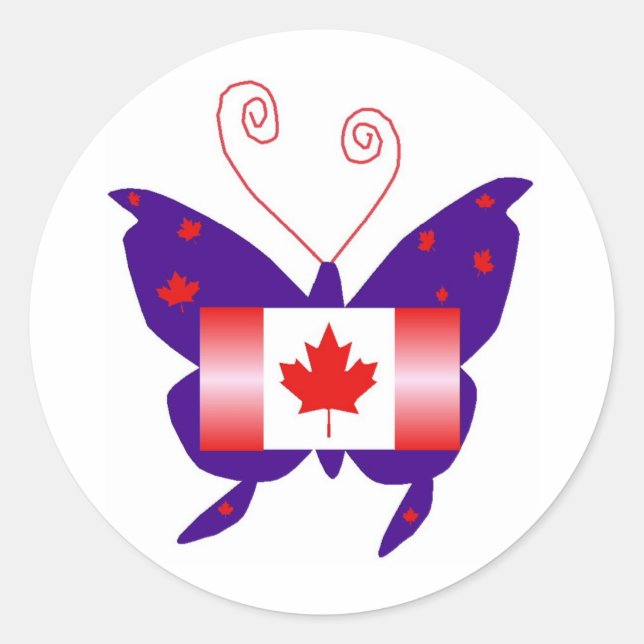 Sticker Rond Papillon Diva canadien (Devant)