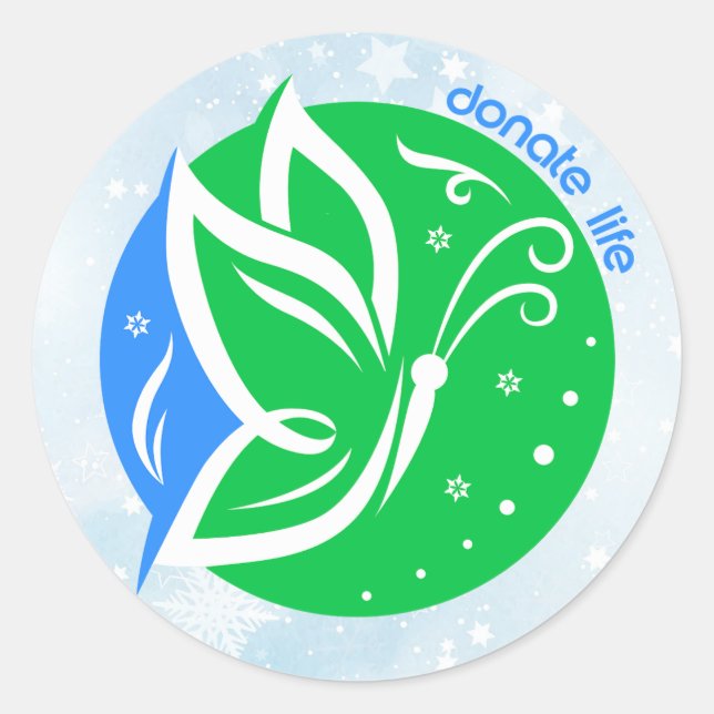Sticker Rond Papillon Don de Vie Cadeau de sensibilisation à No (Devant)