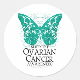 Sticker Rond Papillon du cancer de l'ovaire