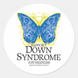 Sticker Rond Papillon du syndrome de Down