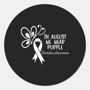 Sticker Rond Papillon En Août Nous Portons Violet Overdose