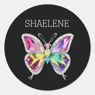Sticker Rond Papillon en cristal arc-en-ciel bijoux