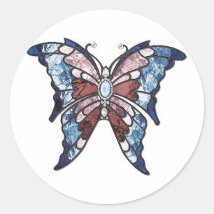 Sticker Rond Papillon en verre tendu