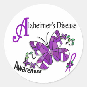 Sticker Rond Papillon en verre tendu 2 Alzheimer