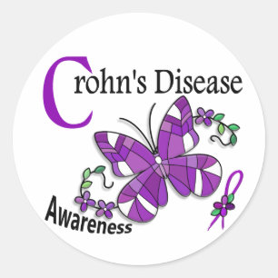 Sticker Rond Papillon en verre tendu 2 Maladie de Crohn