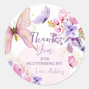 Sticker Rond Papillon Favoriser Fluttering Par Fille Anniversai
