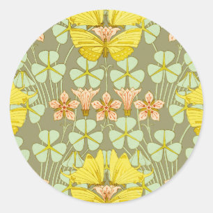 Sticker Rond Papillon Floral Botanique coloré