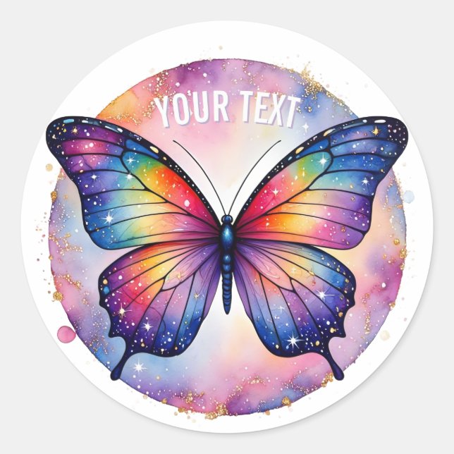 Sticker Rond Papillon Galaxie Vivide (Devant)