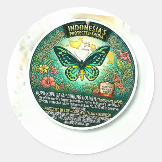 Sticker Rond Papillon Goliath Birdwing Art Étonnant - Rare Pap