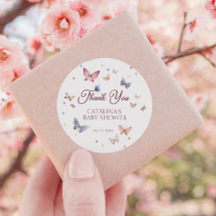 Sticker Rond Papillon gracieux Pastel Merci