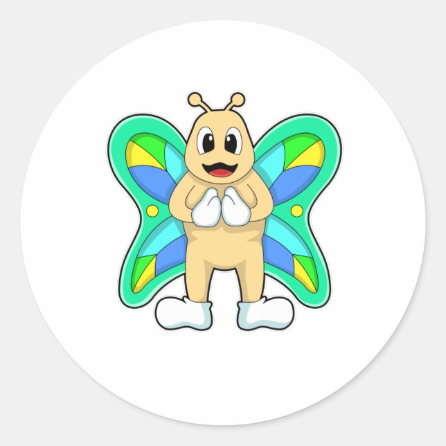 Sticker Rond Papillon heureux (Devant)
