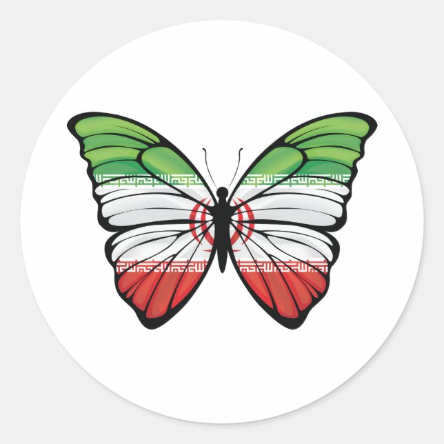 Sticker Rond Papillon hypolimnas d'Iran (Devant)