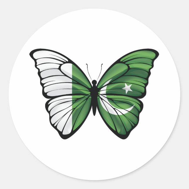 Sticker Rond Papillon Hypolimnas du Pakistan (Devant)