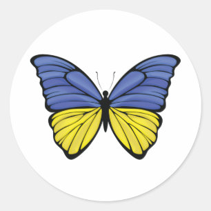 Sticker Rond Papillon Hypolimnas d'Ukraine