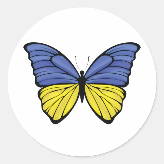 Sticker Rond Papillon Hypolimnas d'Ukraine (Devant)