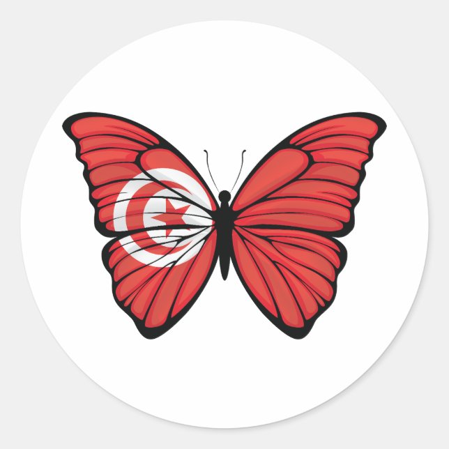 Sticker Rond Papillon hypolimnas tunisien (Devant)