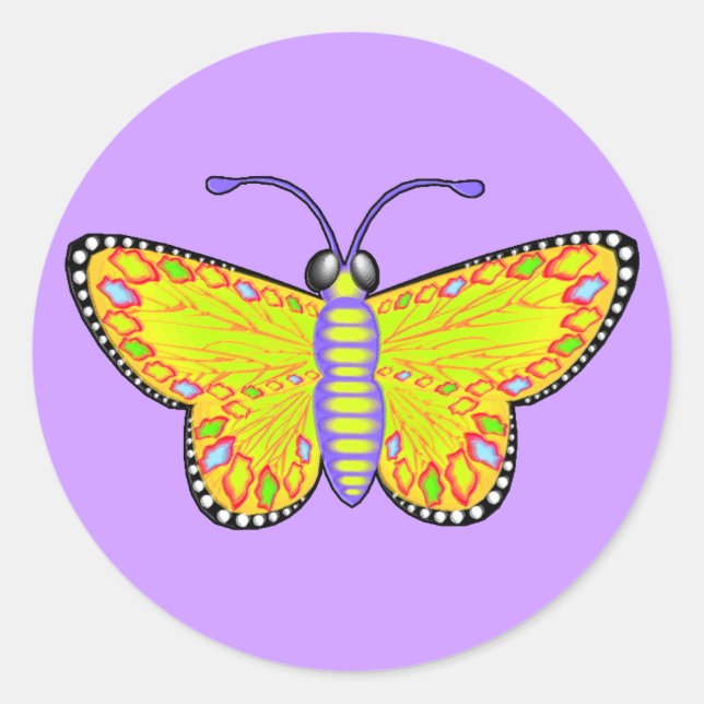 Sticker Rond Papillon jaune lumineux (Devant)