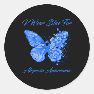 Sticker Rond Papillon Je Porte Du Bleu Pour La Journée Mondiale