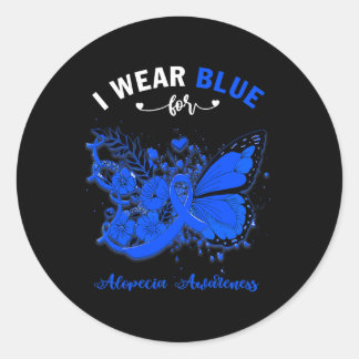 Sticker Rond Papillon Je Porte Du Bleu Pour La Journée Mondiale