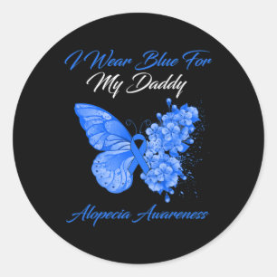 Sticker Rond Papillon Je Porte Du Bleu Pour Mon Papa Alopecia L