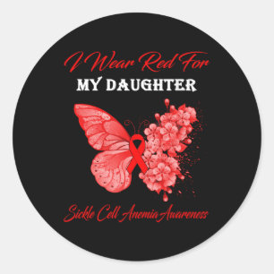 Sticker Rond Papillon Je Porte Le Rouge Pour Ma Fille Cellule F