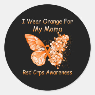 Sticker Rond Papillon Je Porte Orange Pour Ma Mama Rsd Crps Awa