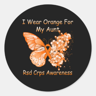 Sticker Rond Papillon Je Porte Orange Pour Ma Tante RSD CRPS Aw