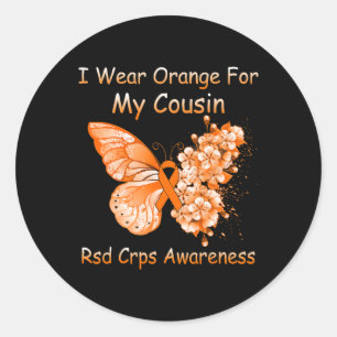 Sticker Rond Papillon Je Porte Orange Pour Mon Cousin Rsd Crps