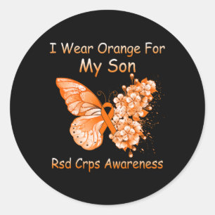 Sticker Rond Papillon Je Porte Orange Pour Mon Fils Rsd Crps Aw