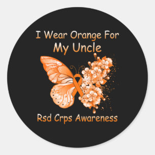 Sticker Rond Papillon Je Porte Orange Pour Mon Oncle Rsd Crps A
