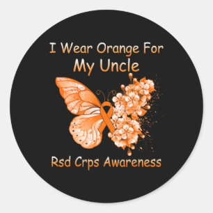 Sticker Rond Papillon Je Porte Orange Pour Mon Oncle Rsd Crps A