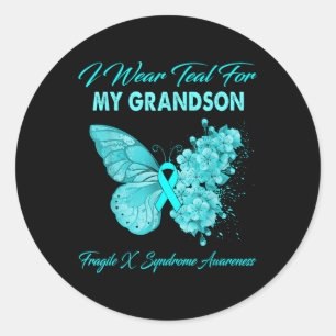 Sticker Rond Papillon Je Porte Turquoise Pour Mon Petit-Fils Fr
