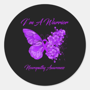 Sticker Rond Papillon Je suis un guerrier Neuropathie Sensibili