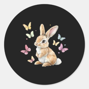 Sticker Rond Papillon lapin de Pâques mignon