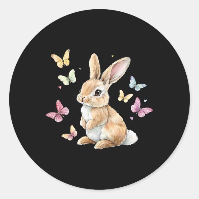 Sticker Rond Papillon lapin de Pâques mignon (Devant)