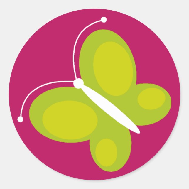 Sticker Rond Papillon [lime+ violet] (Devant)