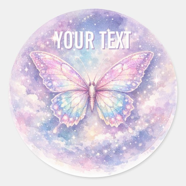 Sticker Rond Papillon lumineux de la galaxie douce (Devant)