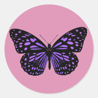 Sticker Rond Papillon mauve tacheté