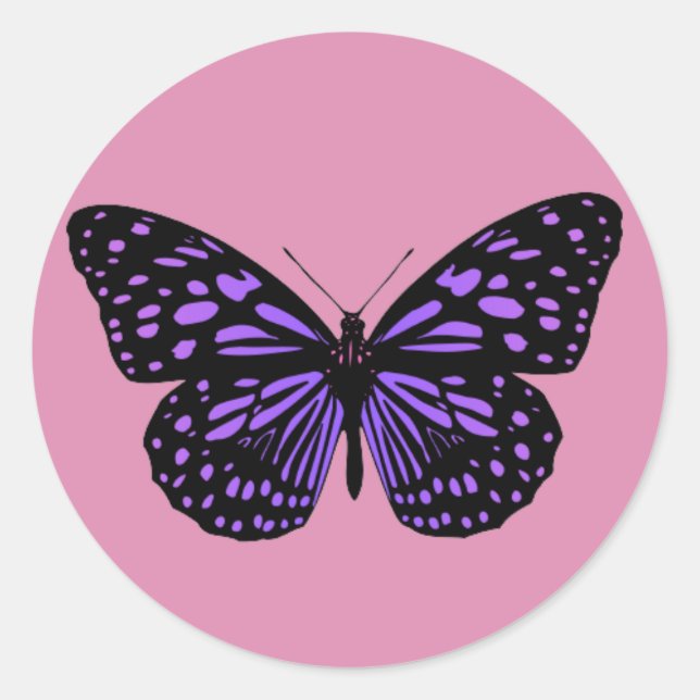 Sticker Rond Papillon mauve tacheté (Devant)